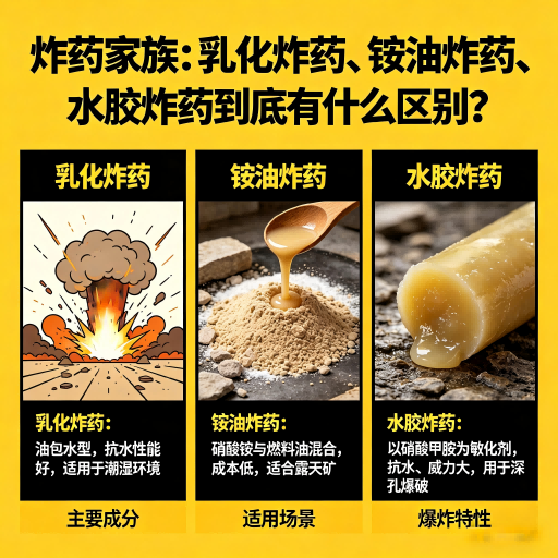 南江炸药家族：乳化炸药、铵油炸药、水胶炸药到底有什么区别？